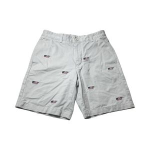 Vineyard Vines Club Shorts Mens 30 USA Flag‎ Whales Embroidery Khaki Shorts